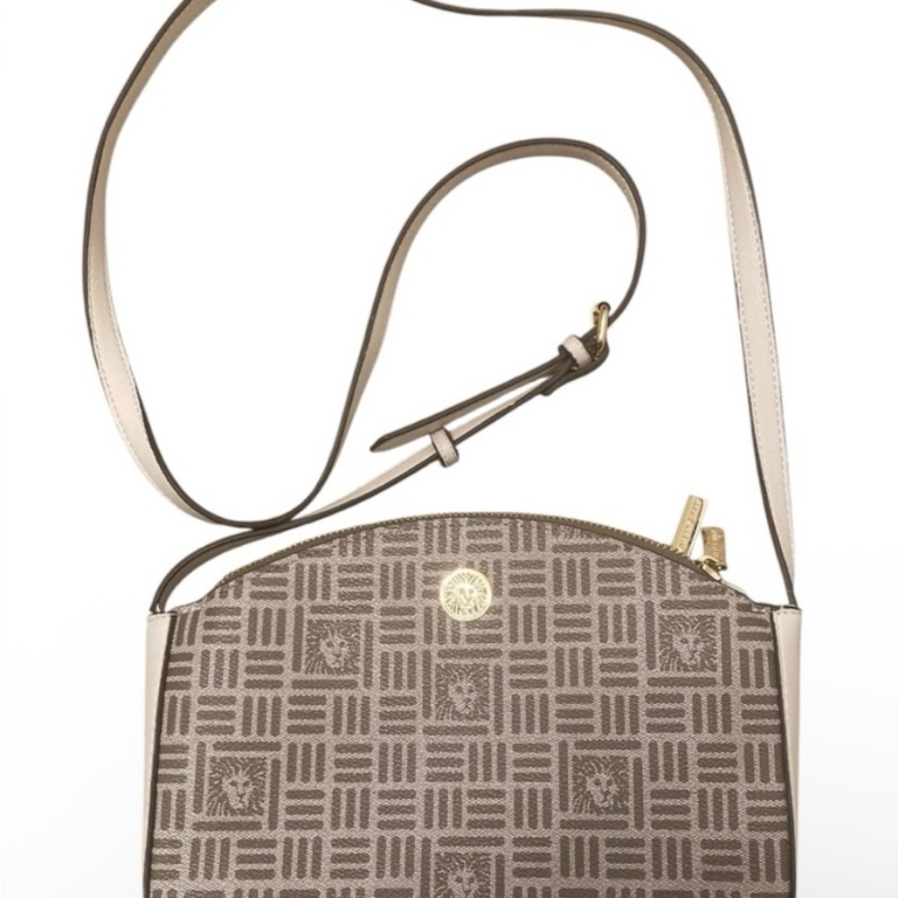 Anne Klein Beige Patterned Crossbody Bag